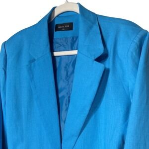White Fox Boutique Blue Oversized Blazer Jacket S/M Notch Lapel Two Button